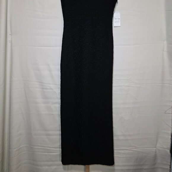 NWT Sadie & Sage Popcorn Maxi Dress w/ Slit Black S - Picture 2 of 12